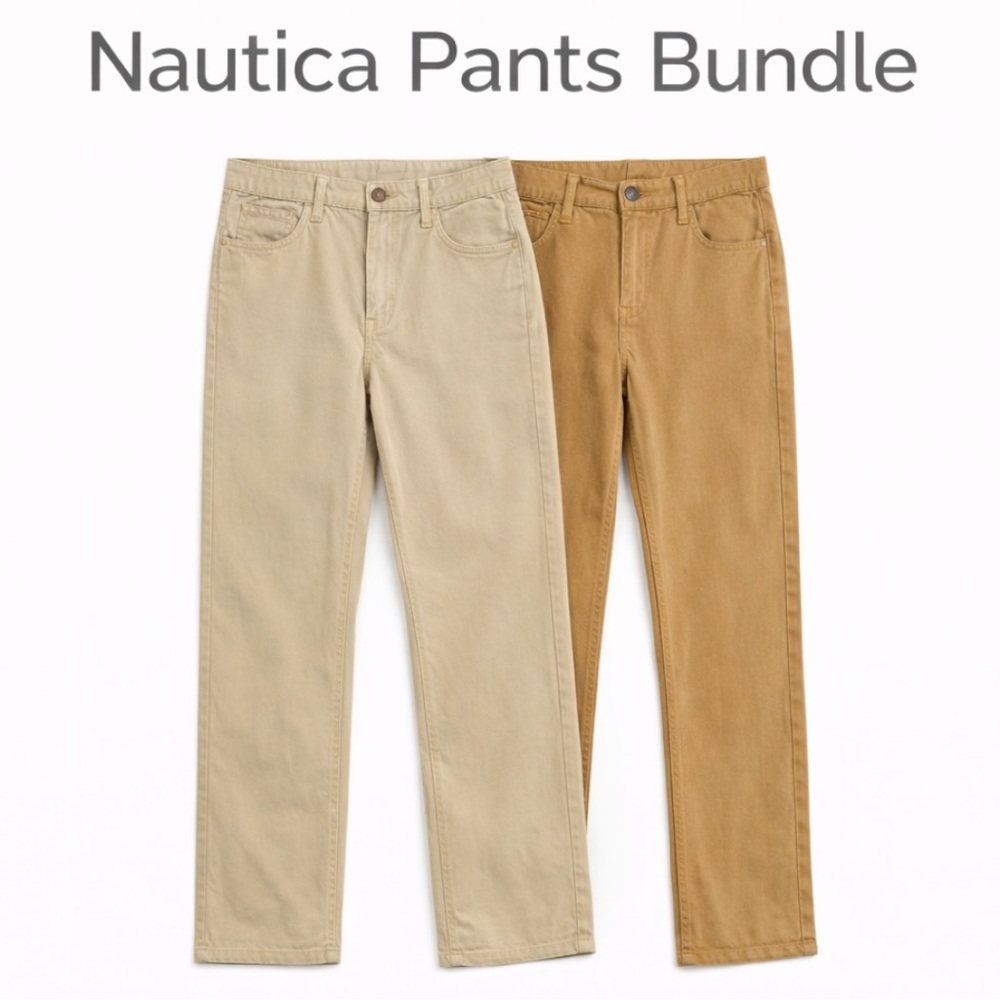 Nautica Boys School Uniform Pants Bundle Size 16 Husky Khaki Tan